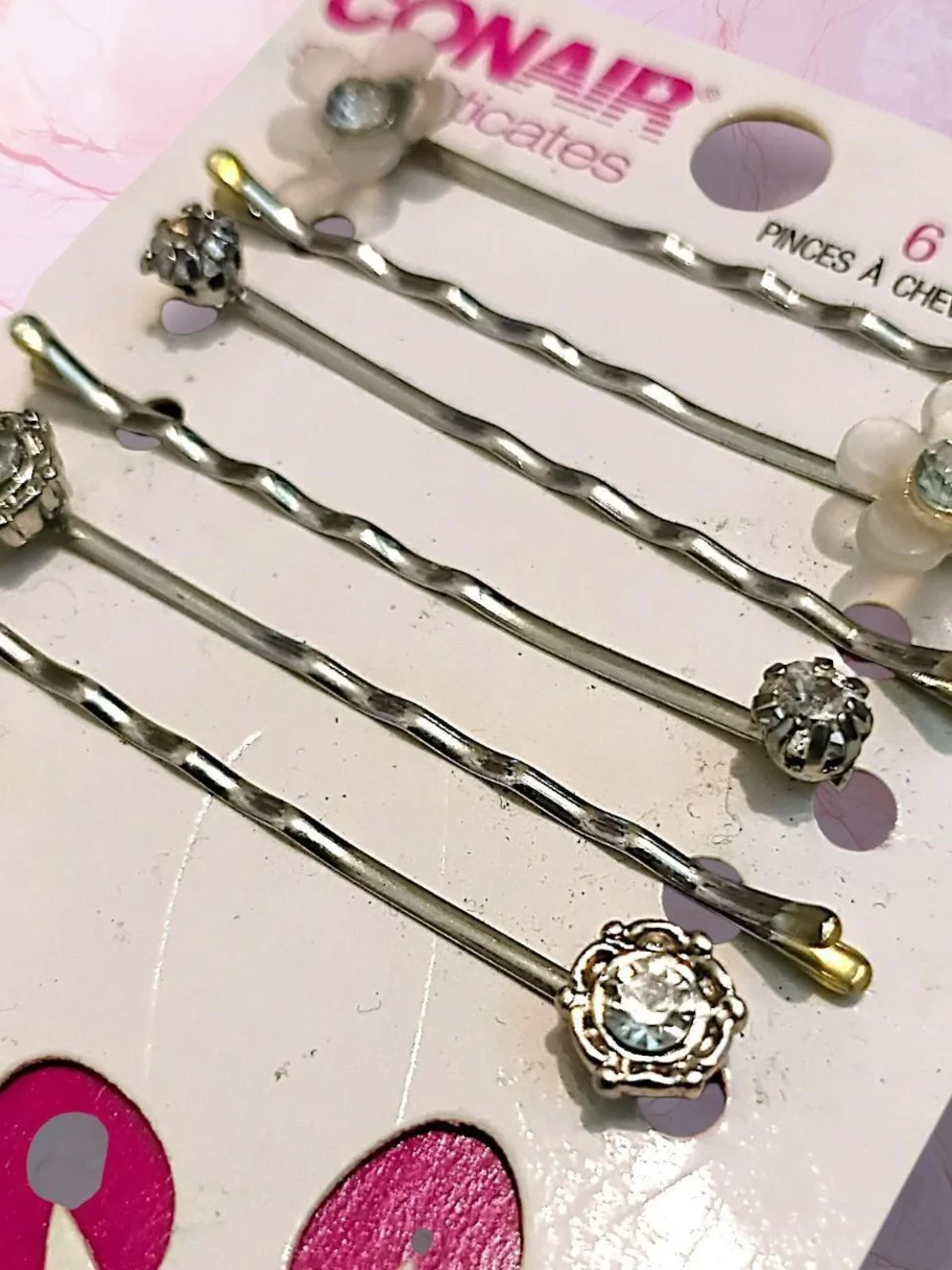 Conair Discontinued Sophisticates Decorative Bobby Pins - Purple / Clear 6 Pack